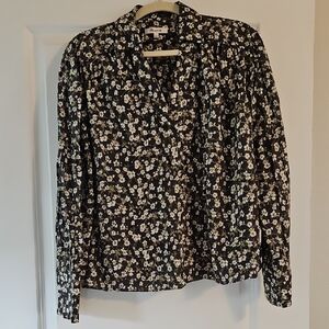 Madewell Floral Black and White Blouse
